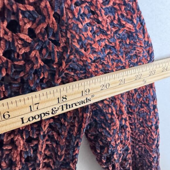 Soft Surroundings Women’s M Open Knit Pullover Sweater Rust Navy Textured Boho - Picture 6 of 7
